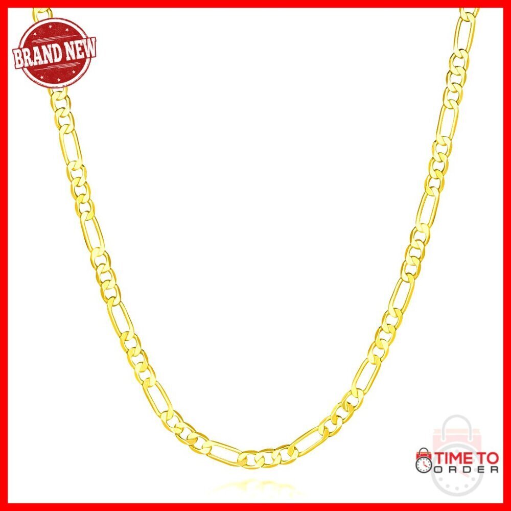 14K Gold Plated Figaro Chain Necklace 5 Lengths 3.6mm Lobster Clasp